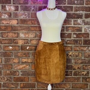 Tan Genuine Suede/Leather Mini Skirt